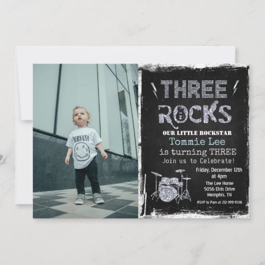 3. Geburtstag Rockstar Foto Einladung (Vorderseite)