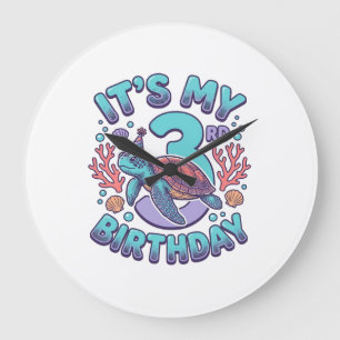3. Geburtstag Schildkröte Vintage Gravur Design_1 Große Wanduhr