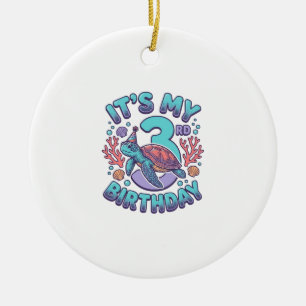 3. Geburtstag Schildkröte Vintage Gravur Design_1 Keramik Ornament