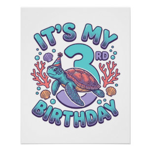 3. Geburtstag Schildkröte Vintage Gravur Design_1 Poster