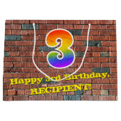 3. Geburtstag: Spaß, Graffiti Inspiriert Regenboge Große Geschenktüte (Vorderseite)