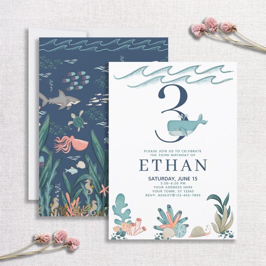 3. Geburtstag unter dem Meereswasser Einladung