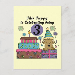 3. Geburtstag Welpe T - Shirt und Geschenke Postkarte