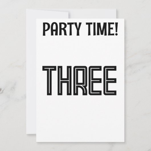 3. GEBURTSTAG ZURÜCK ALTER DREI EINladungen (Vorderseite)