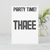 3. GEBURTSTAG ZURÜCK ALTER DREI EINladungen (Stehend Vorderseite)