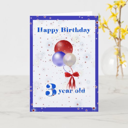 3. Geburtstags-Ballone Karte (Gelbe Blume)