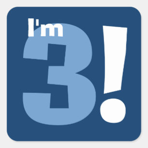 3. Geburtstags-Name-Marine und Baby-Blau Quadratischer Aufkleber