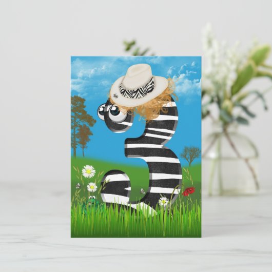 3. Geburtstags-Party Einladung (Stehend Vorderseite)