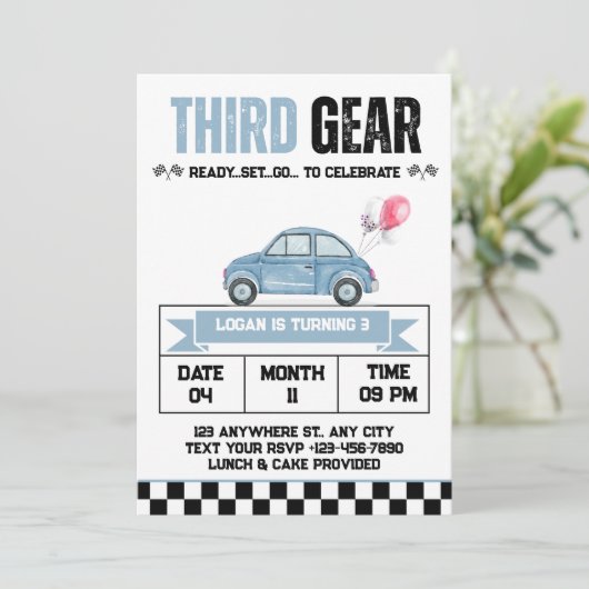 3. Geburtstags-Party Einladung (Stehend Vorderseite)