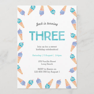 3. Geburtstags-Party | Einladung von Eiscreme