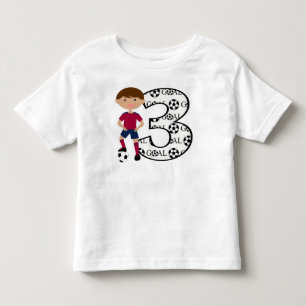 3. Geburtstags-roter und blauer Fußball-Ziel-T - Kleinkind T-shirt