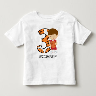 3. Geburtstags-roter und weißer Basketball-Spiele Kleinkind T-shirt