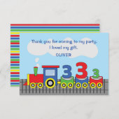 3. Geburtstagsbahn Personalisischer Name Dankeskarte (Vorne/Hinten)