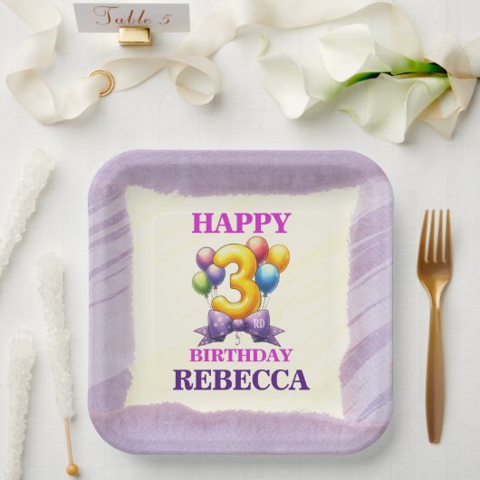 3. Geburtstagsballon-Theme-Party-Platte Pappteller (Hochzeit)