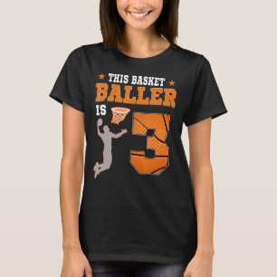 3. Geburtstagsboy Basketball 3-jährige Themenparty T-Shirt