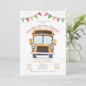 3. Geburtstagsbus-Party Einladung (Stehend Vorderseite)