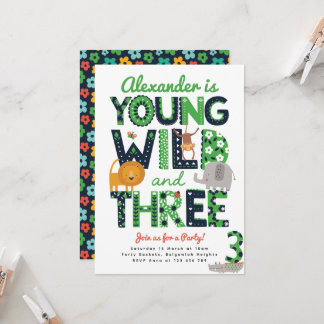 3. Geburtstagseinladung, Young Wild Three, Safari Einladung