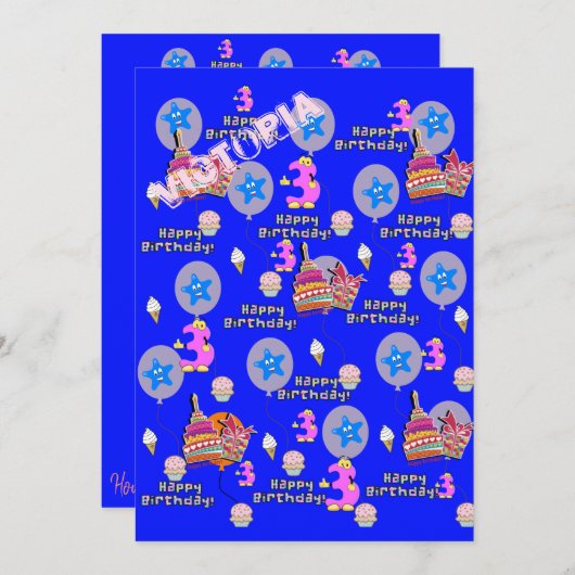 3. Geburtstagseinladung zum Geburtstag #3 Einladung (Vorne/Hinten)