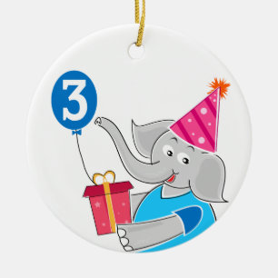 3. GeburtstagsElephant Keramik Ornament