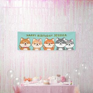 3. Geburtstagsfeier Shiba Inu Welpen Anpassbar Banner