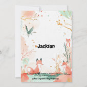 3. Geburtstagsfox, Eule und Hirsch Einladung (Rückseite)