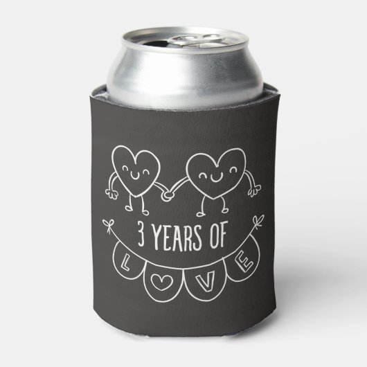 3. Geburtstagsgeschenk Chalk Herz Dosenkühler (Kanne Vorderseite)