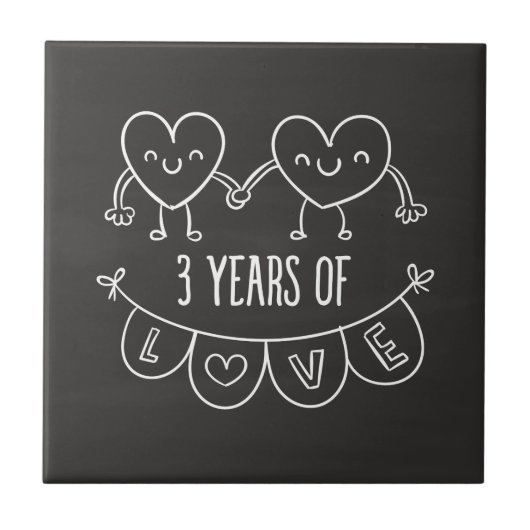 3. Geburtstagsgeschenk Chalk Herz Fliese (Vorderseite)