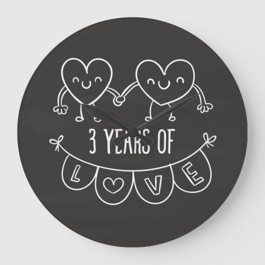 3. Geburtstagsgeschenk Chalk Herz Große Wanduhr (Vorderseite)
