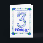 3. Geburtstagskarte für einen kleinen Bruder Karte<br><div class="desc">Eine Geburtstagskarte für einen dreijährigen kleinen Bruder mit einem frischen Blau,  Grün und Weiß-Design aus einer handbemalten Papiercollage von Judy Adamson.</div>