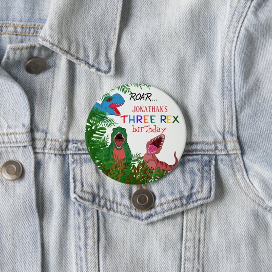 3. Geburtstagskind Drei Rex Dinosaurier Button (Beispiel)