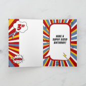 3. Geburtstagsthema Boy Superhero Comic Karte (Innenseite)