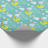 3. Geburtstagsverpackung der Enkelinnamensbiene Geschenkpapier (Ecke)