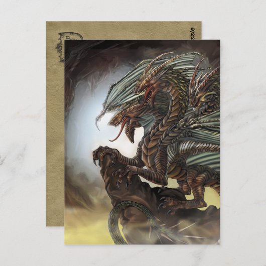3-gehackte Drachenpostkarte Postkarte (Vorne/Hinten)