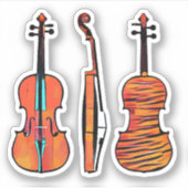 3 Geigen Originale Musikinstrumente Pop Kunst Aufkleber (Vorderseite)