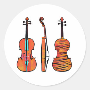 3 Geigen Originale Musikinstrumente Pop Kunst Runder Aufkleber