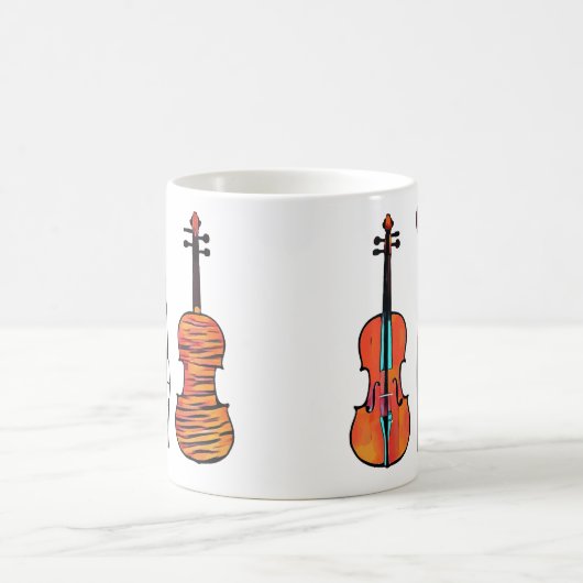 3 Geigen Pop Originale Musikinstrumente Kunst Kaffeetasse (Mittel)