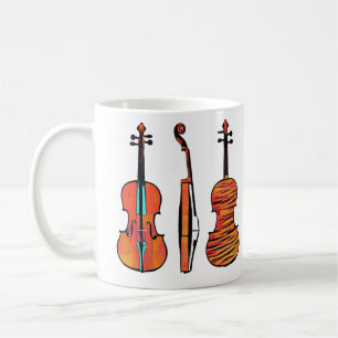 3 Geigen Pop Originale Musikinstrumente Kunst Kaffeetasse