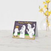 3 Geistertrick oder Treten Halloween Nacht Karte (Gelbe Blume)