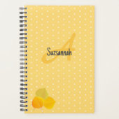 3 Gelbe Aspens-Blätter auf Gelbpolka-Punktmuster Planer (Vorderseite)