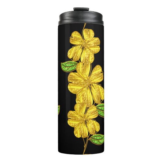 3 gelbe Blumen Thermosbecher (Vorderseite)