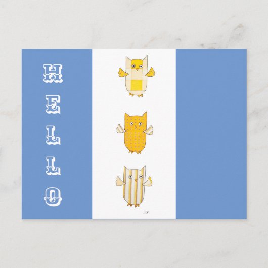 3 Gelbe Eulen Flying Postcard Postkarte (Vorderseite)