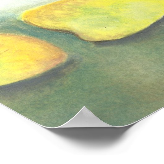 3 Gelbe und grüne Birnen Poster (Ecke)