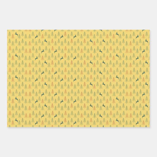 3 Gestaltung von Weihnachtsverpackungspapier -gelb Geschenkpapier Set (Vorderseite)