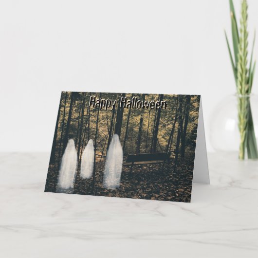 3 Ghost Halloween-Karte mit Vers Karte (Vorderseite)