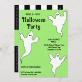 3 Ghosts Green Black Whimsical Halloween-Party Einladung (Vorne/Hinten)