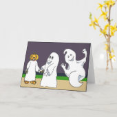 3 Ghosts Trick oder Treten Halloween Night Card Karte (Gelbe Blume)