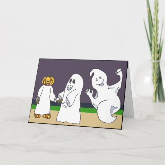 3 Ghosts Trick oder Treten Halloween Night Card Karte (Vorderseite)