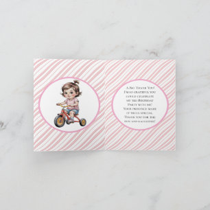 3. Girl's Birthday on a Tricycle Party Danke Karte