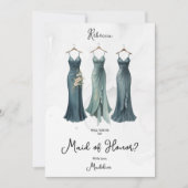 3 Glam Dusty Bridesmaid Kleidung Wasserfarbauftrag (Vorderseite)