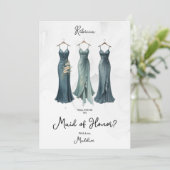 3 Glam Dusty Bridesmaid Kleidung Wasserfarbauftrag (Stehend Vorderseite)